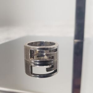 GUCCI Sterling Silver Wide G Logo Ring